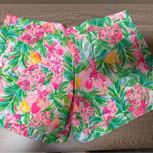 Lilly Pulitzer Ocean View shorts in the "Pear Necessities" print
